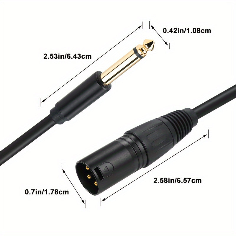 6.5mm to XLR male audio cable with zinc alloy aluminum case and pure copper golden-plated plug for connecting computer sound card to mixing console. Eid Al-Adha Mubarak.