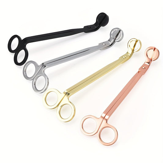 Steel candle tools: scissors, trimmer, snuffer.