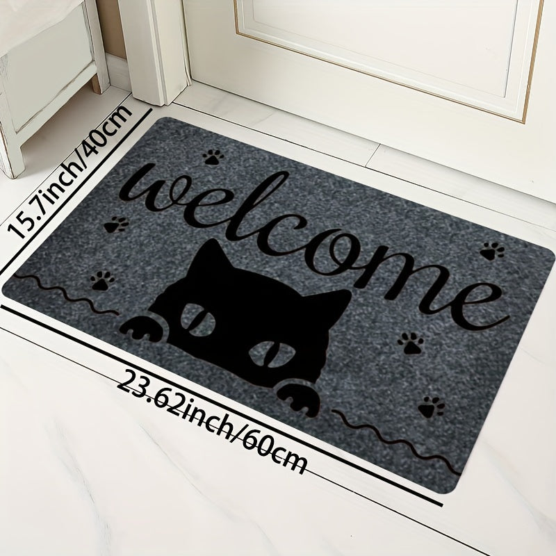 Creative Monogram Print Kitchen Mat featuring a Cute Kitten Paw Pattern, Anti-fatigue Bathroom Pad, Washable Area Rug, Perfect for Living Room Bedroom Entryway Home Decor. Great Indoors Room Supplies and Bedside Accessories. Ideal Spring Decor Gift.