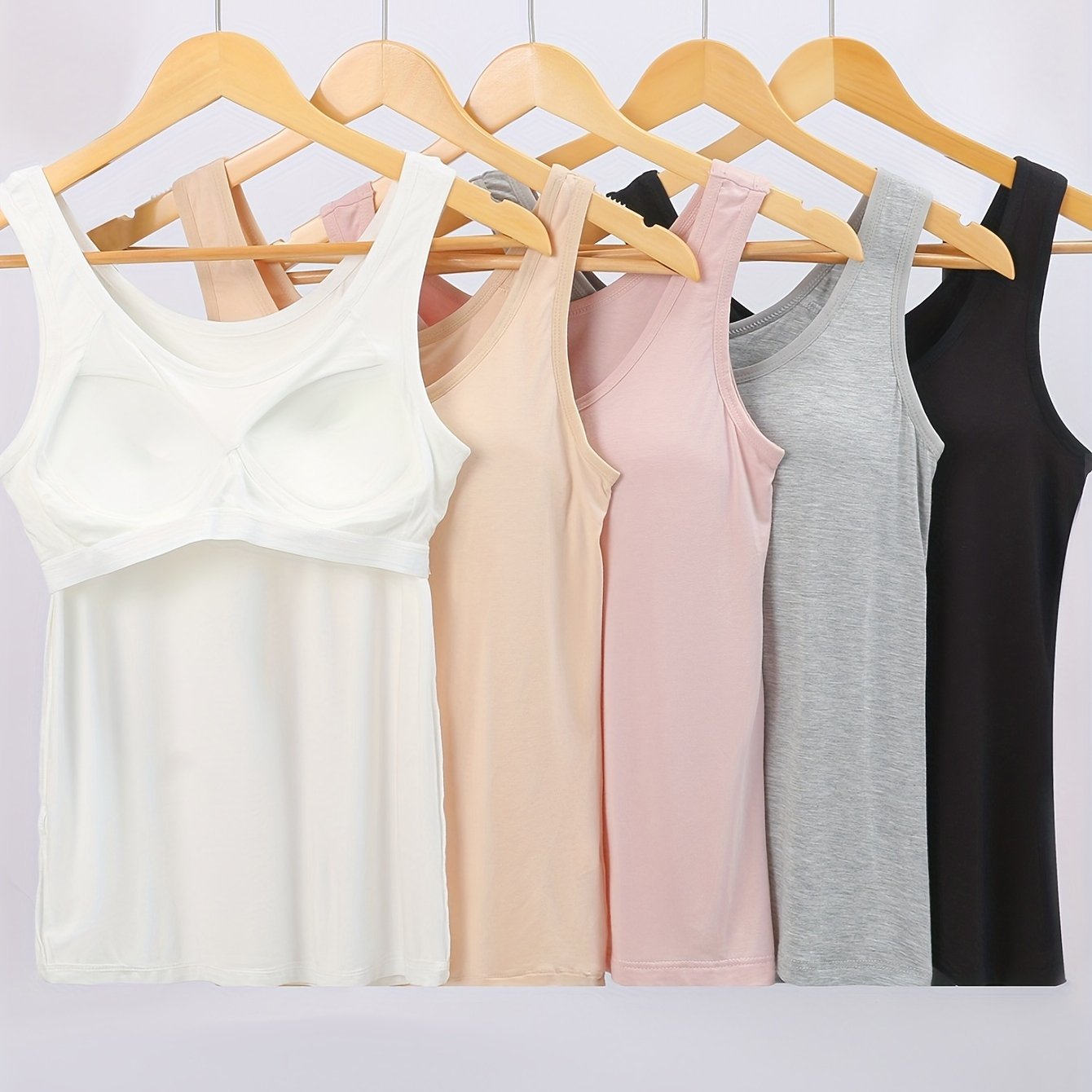 5 ZIMI COLLECTION Women's Casual Knit Tank Tops with Built-In Bra Pads - Stylish, Comfortable Sleeveless Shirts in Solid Colors, made of Breathable Viscose Blend