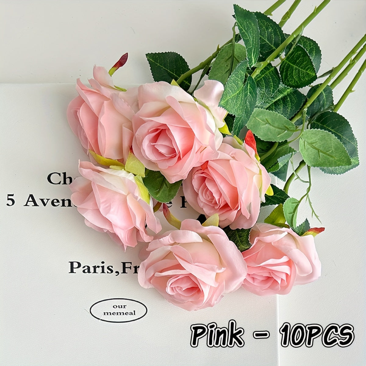 Roses: 10 Decorative Faux Roses with Soft Thron Stems, 51.05cm, Ideal for Wedding Decoration and Home Décor