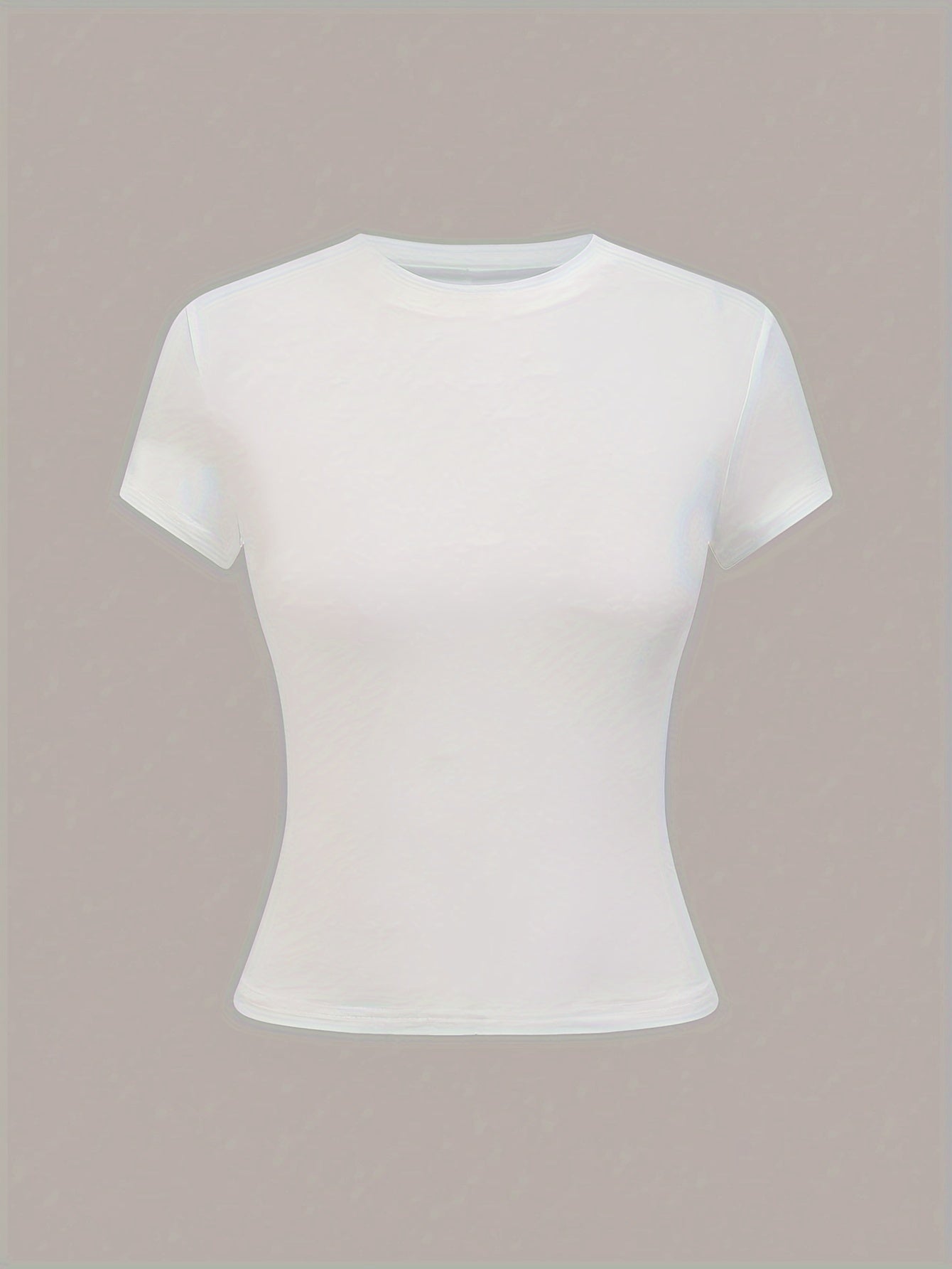 Women's slim fit summer t-shirt, crew neck, solid color, made of 95% polyester and 5% elastane knit fabric, 210g/m², suitable for all seasons - 284g Q204.