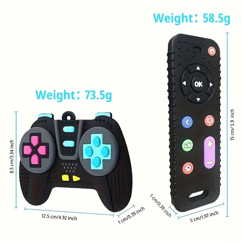 Soft TV Remote and Game Machine Teething Toy Set for Baby's Intellectual Development - Educational and Safe Silicone Toy for Toddler Boys and Girls - Perfect Thanksgiving and Mother's Day Gifts