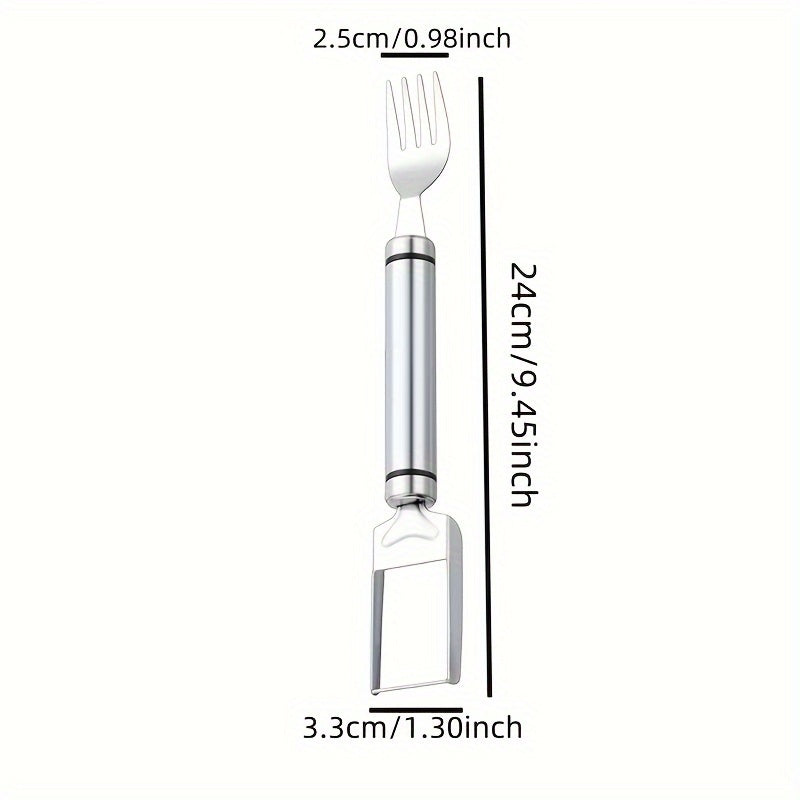 Stainless Steel Watermelon Slicer and Fork for easy, efficient cutting of perfect watermelon cubes, with an ergonomic handle and serving fork included.