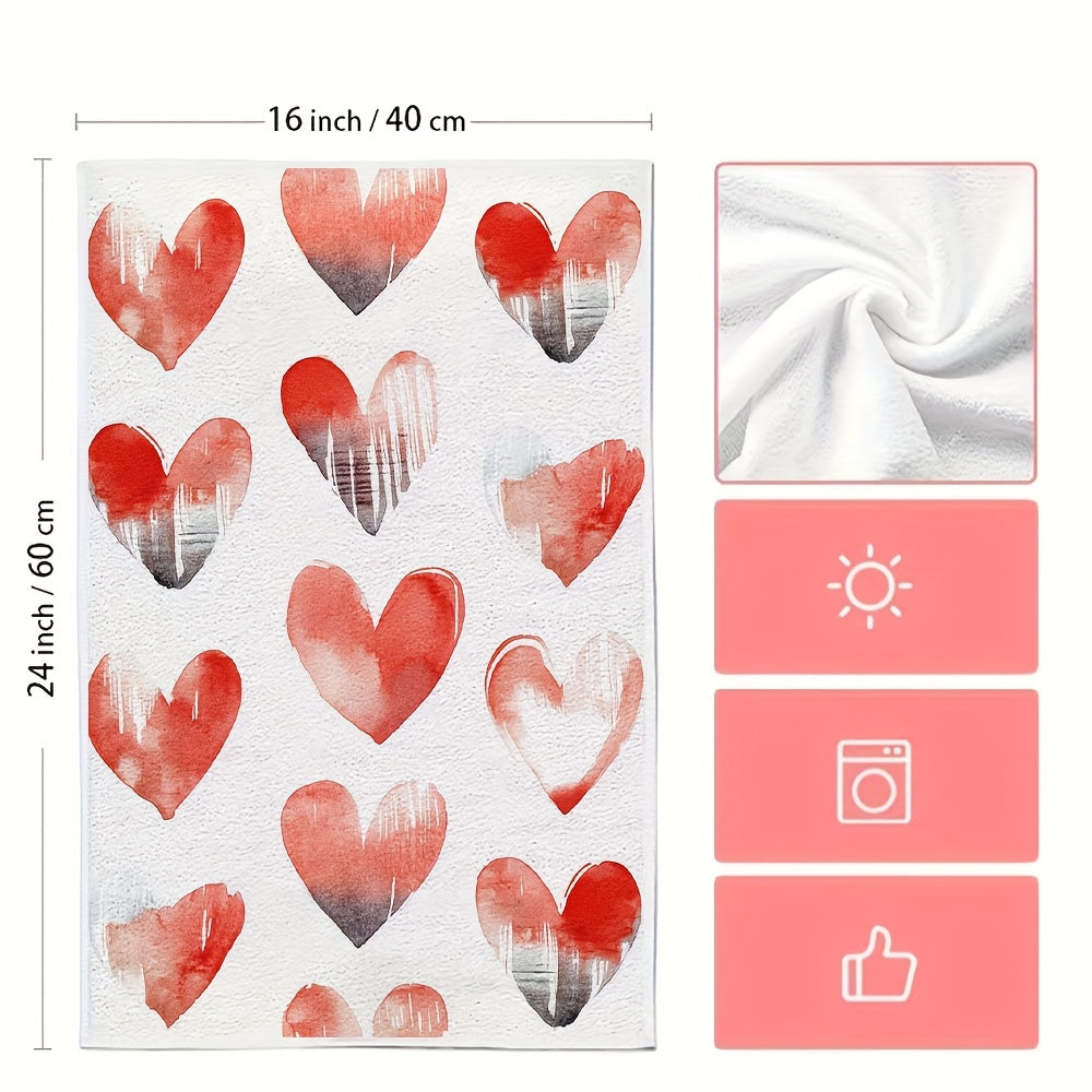 Get ready for Valentine's Day with these 2pcs Ultra Soft Kitchen Towels featuring Heart and Animal Print designs. Made of highly absorbent polyester, these dish hand towels are machine washable and measure 40.64x60.96 cm. Perfect for adding a festive