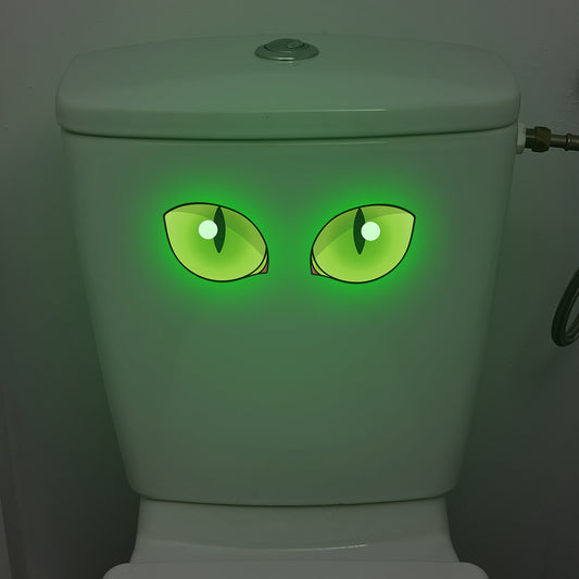 Green glow-in-the-dark toilet lid decal: removable, waterproof, self-adhesive sticker for walls in bathroom, living room, bedroom, and office.