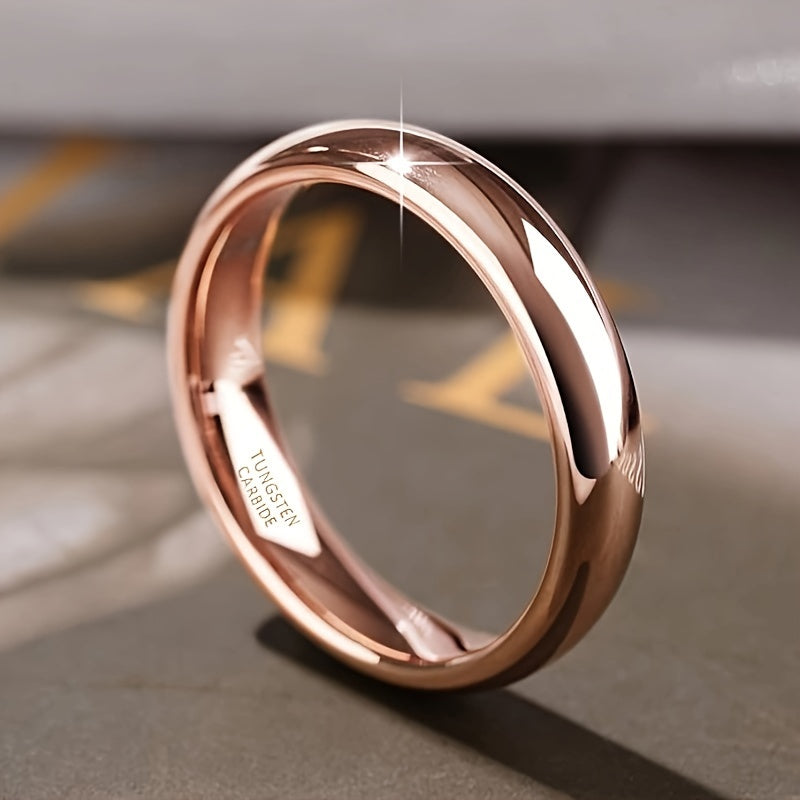 Basic rose gold tungsten steel rings in 4mm width suitable for both women and men. Perfect for minimalist engagement or wedding. Available in sizes 4-13.