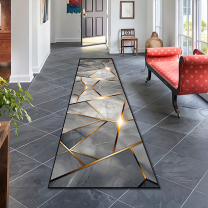 Unique marble pattern design carpet suitable for living room, bedroom, hallway, laundry room, balcony, and family hallway. Non-slip and durable, machine washable for easy maintenance. Chic art design for a stylish touch to any space.