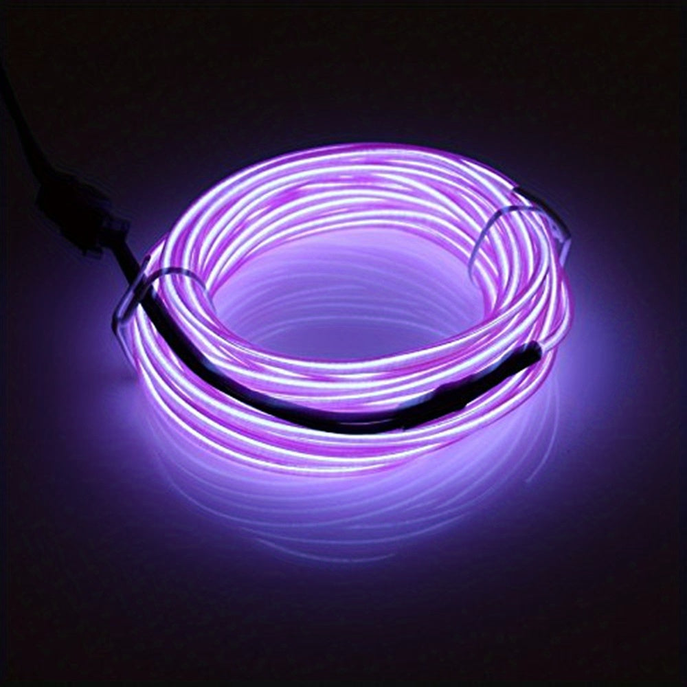 Neon light strip with EL wire battery pack for DIY decorations and parties.