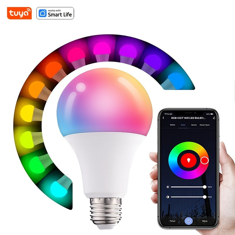 Tuya's smart wireless light bulb complies with European regulations and comes in sets of 1, 2, or 4 RGB bulbs. Each 10W bulb can be controlled via the app, providing 800LM of light with a