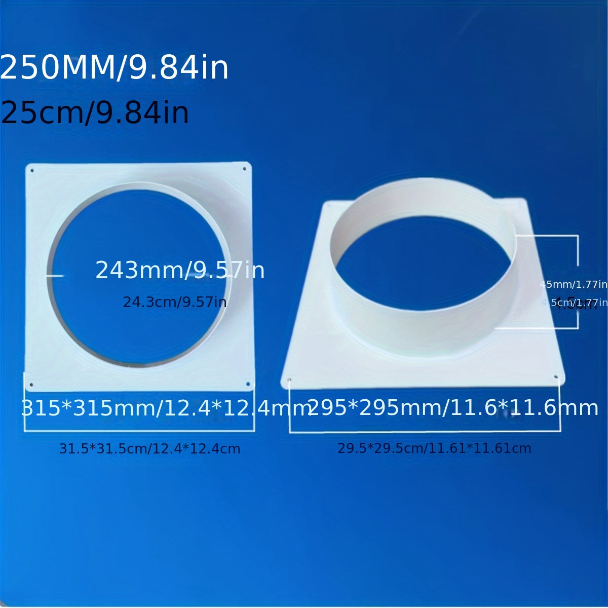 Simple to install, white plastic square flange connector for central air conditioning and ventilation. Can be used as a versatile duct adapter.