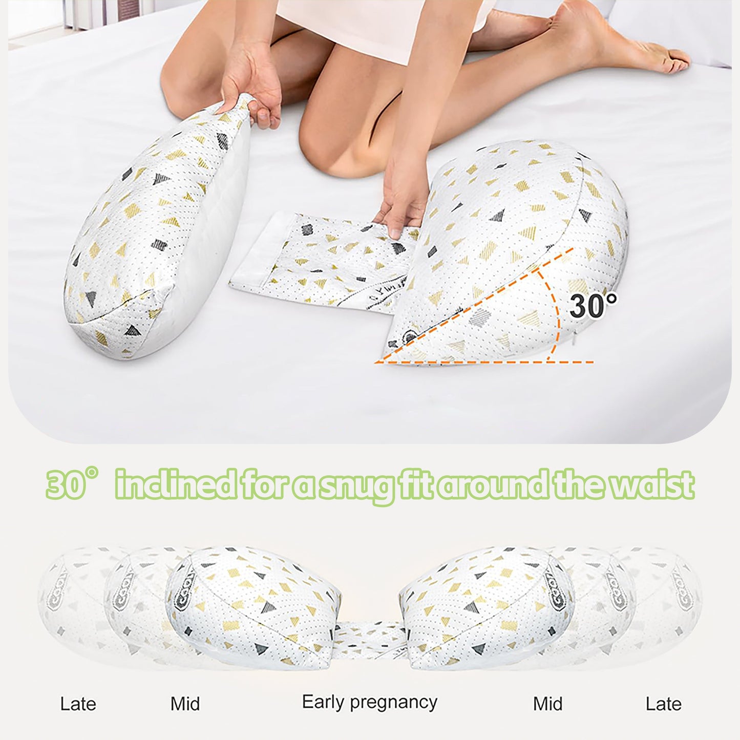 Pregnancy Pillow with Waist Support for Side Sleeping and Abdominal Support, U-Shaped Pillow for Side Sleeping and Waist Support.