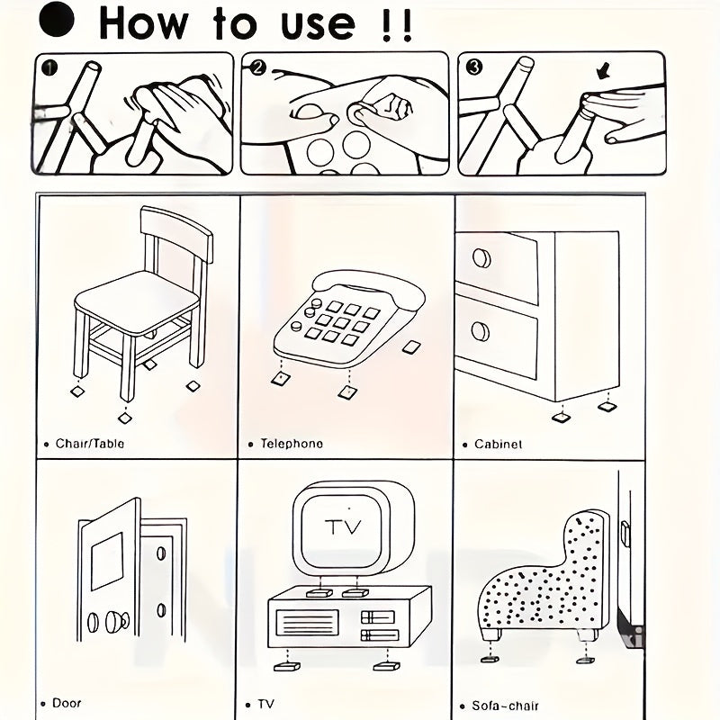 Customize 10 Non-Slip Furniture Pads - Quiet Leg Protectors for Floors, Sofas, & Chairs, Cut-to-Fit