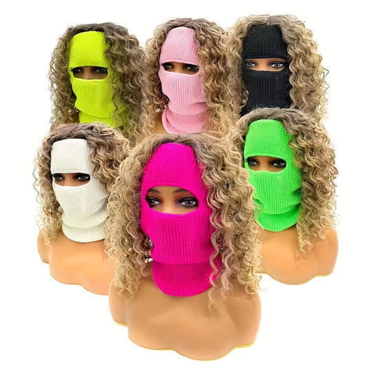 Winter Sports, Cycling, and Skiing Face Mask with Knitted Single Eye Slot - Candy-Colored Warm Neck Protector