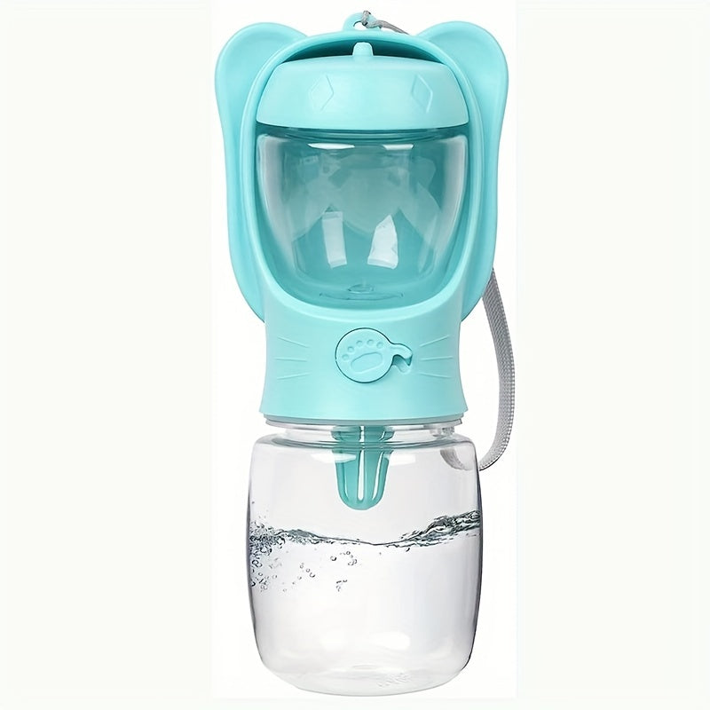 Portable dog water bottle with food container for walking, hiking, and travel. Ideal for cats, puppies, and other pets.