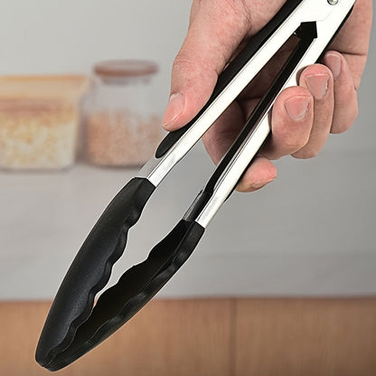 Durable Stainless Steel and Nylon Food Tongs: Heat Resistant, Easy to Grip, Stain-Free; Ideal for BBQs, Picnics, Restaurants and Home Kitchens. Great for Buffet Cooking and Easy to Wash.