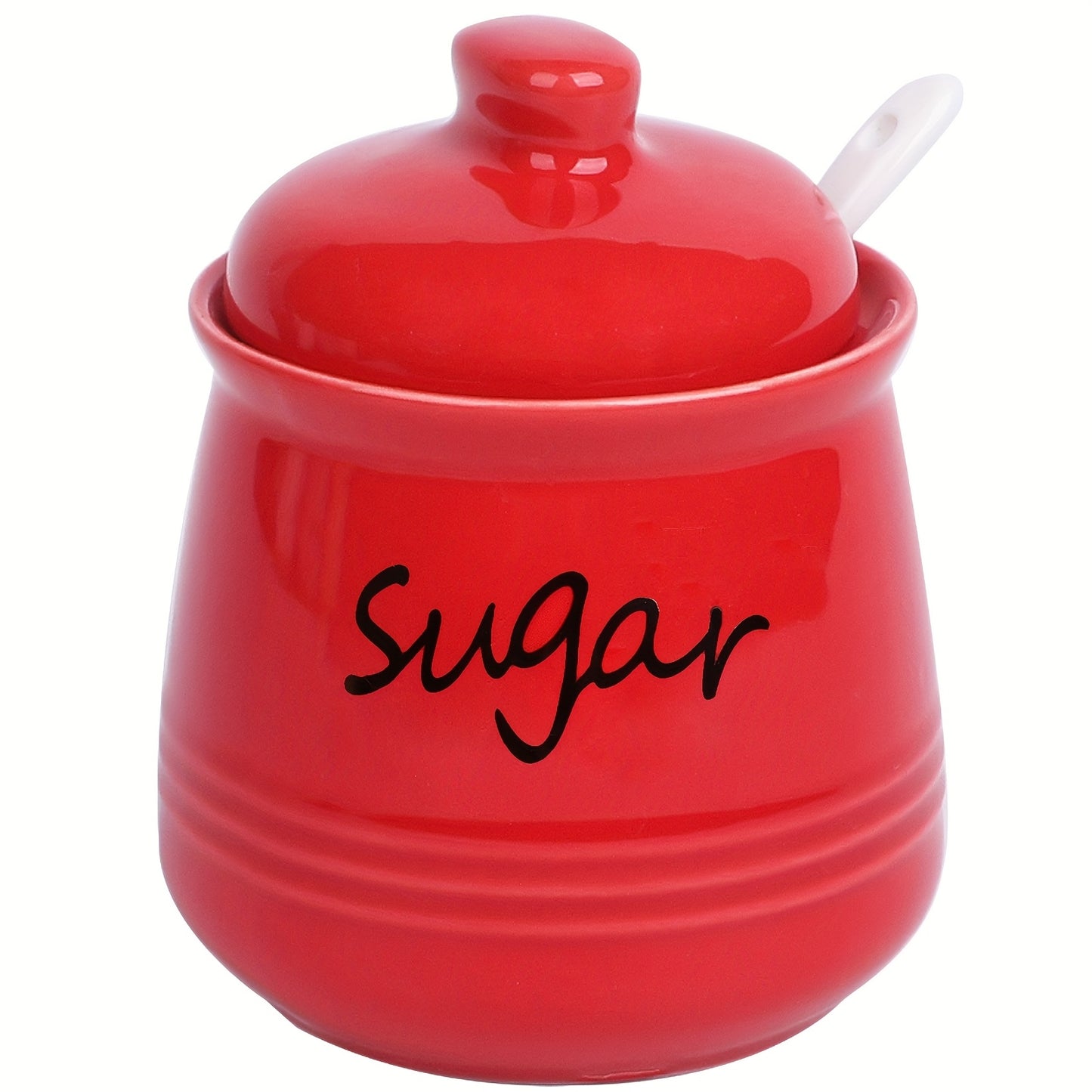 Elegant ceramic sugar jar with lid and spoon, 12oz capacity, 8.99x11.0cm, multiple color options, ideal for coffee bars and restaurants, easy to clean.