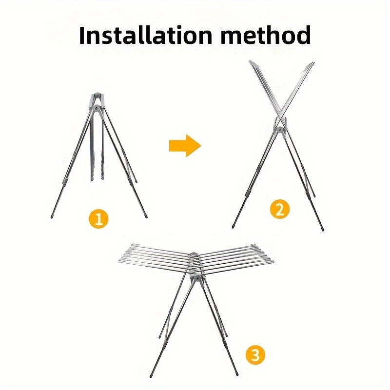 Foldable Clothes Drying Rack - Perfect for Outdoor Camping and Home Use! This freestanding laundry dryer stand is made of durable stainless steel and is easy to store when not in use. Ideal for drying racks.