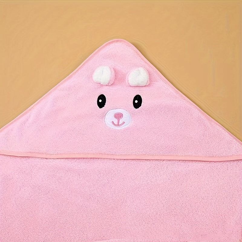 Soft and plush hooded bath towel for kids featuring an adorable rabbit design. This ultra-absorbent, hypoallergenic towel is perfect for children. Sized at 80.01x80.01cm in pink, it makes an ideal gift for both boys and girls.