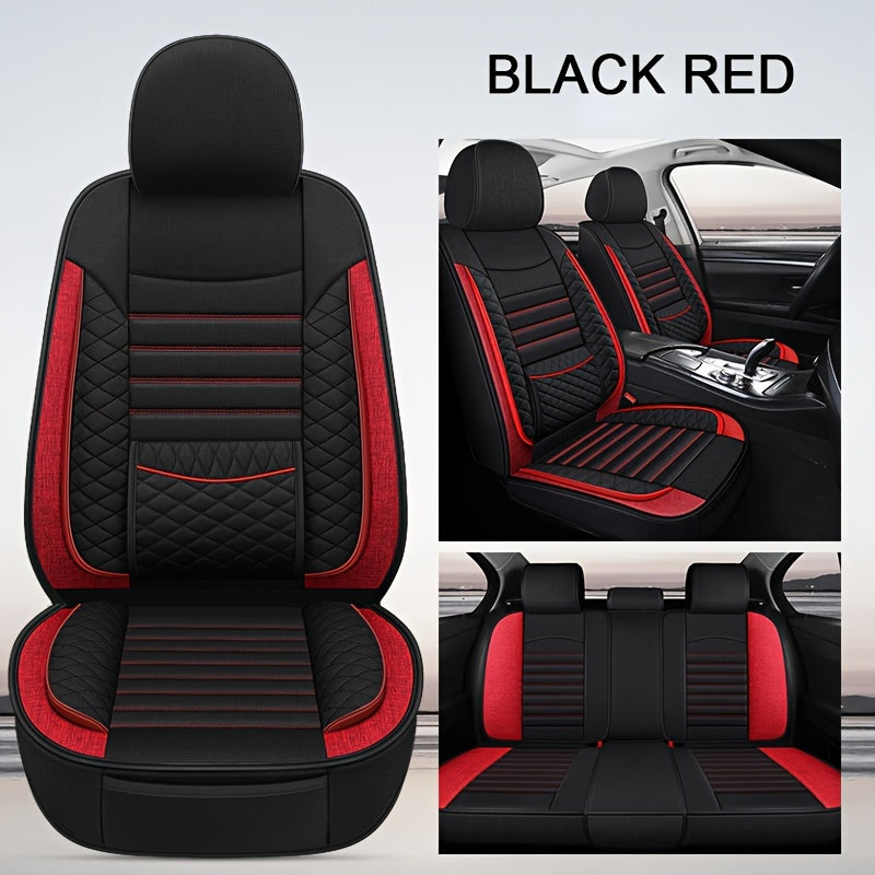 M06 Fiber Hemp Car Seat Cushions - Universal Fit, Breathable Covers for 5-Seats Vehicle, Four Seasons Material