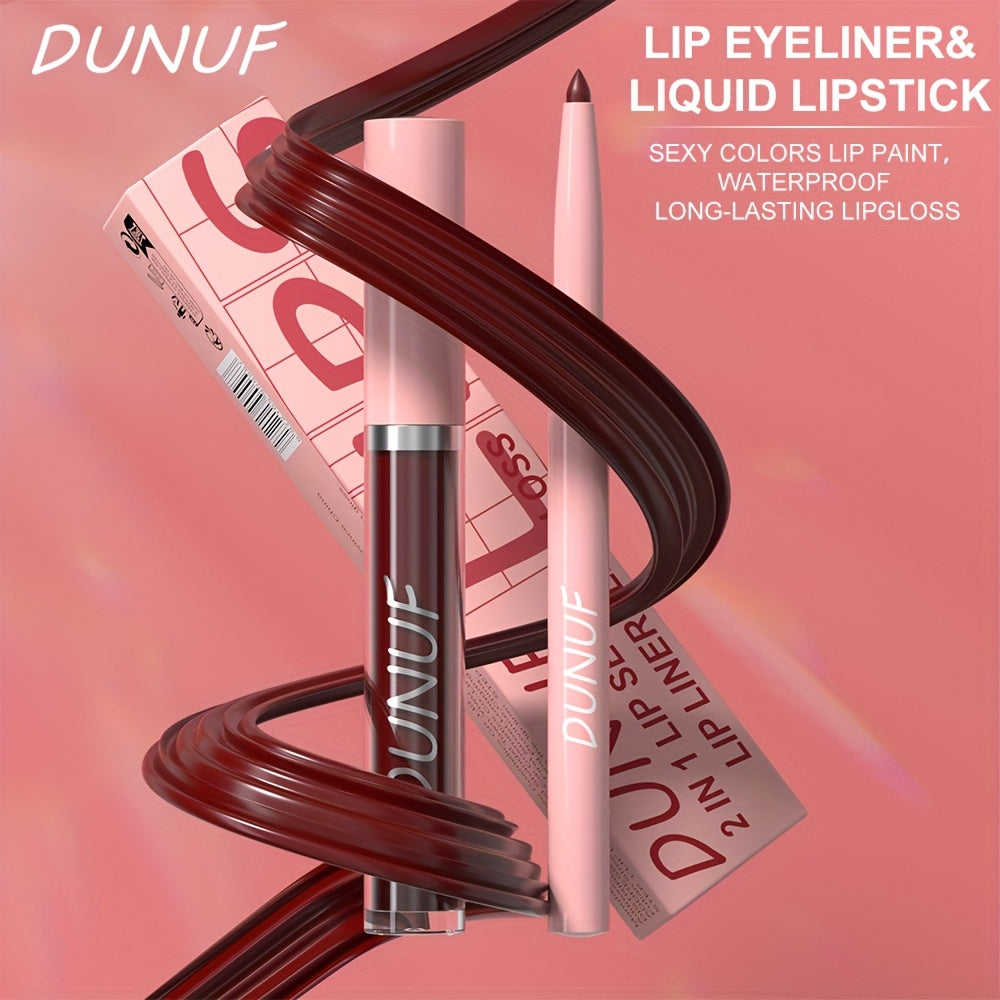 Matte lip gloss lip liner set that is durable, waterproof, sweat-resistant, and easy to color.