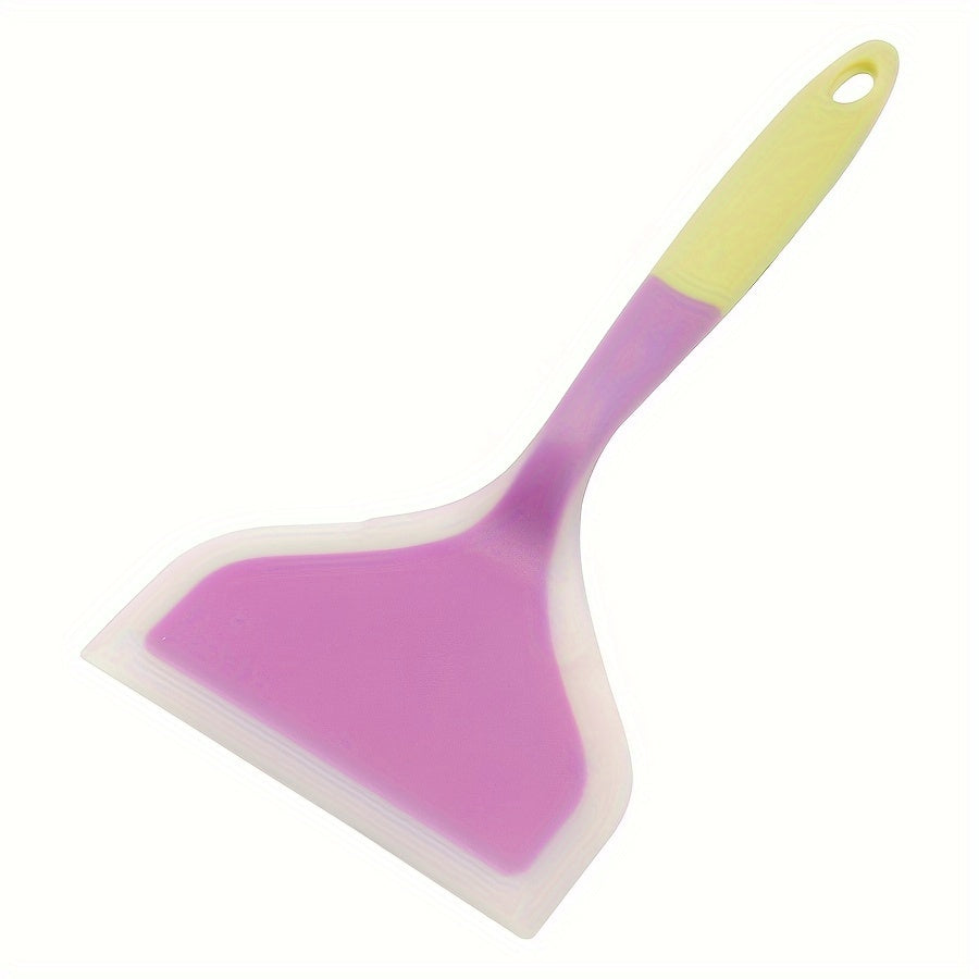 Nonstick silicone spatula turner for pancakes, eggs, fish, pizza, and steak. Heat-resistant and wide for easy flipping. Kitchen utensil accessory.