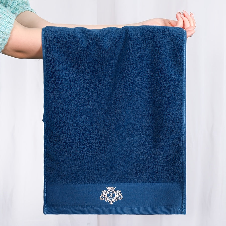 Crown Pattern Cotton Towel Set - Soft, Absorbent, Durable - Ideal for Family Use - Includes Hand and Bath Towels - 34.8x74.93cm and 70.1x139.7cm - Bathroom Accessories