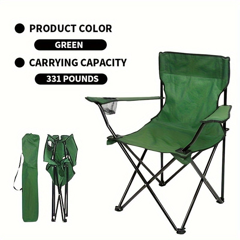 Durable and portable folding outdoor chair for adults with steel frame.