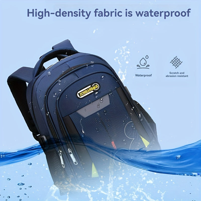 Large capacity multi-layer backpack with side pocket for bottle or umbrella, suitable for students' daily commute, library visits, and outdoor activities.