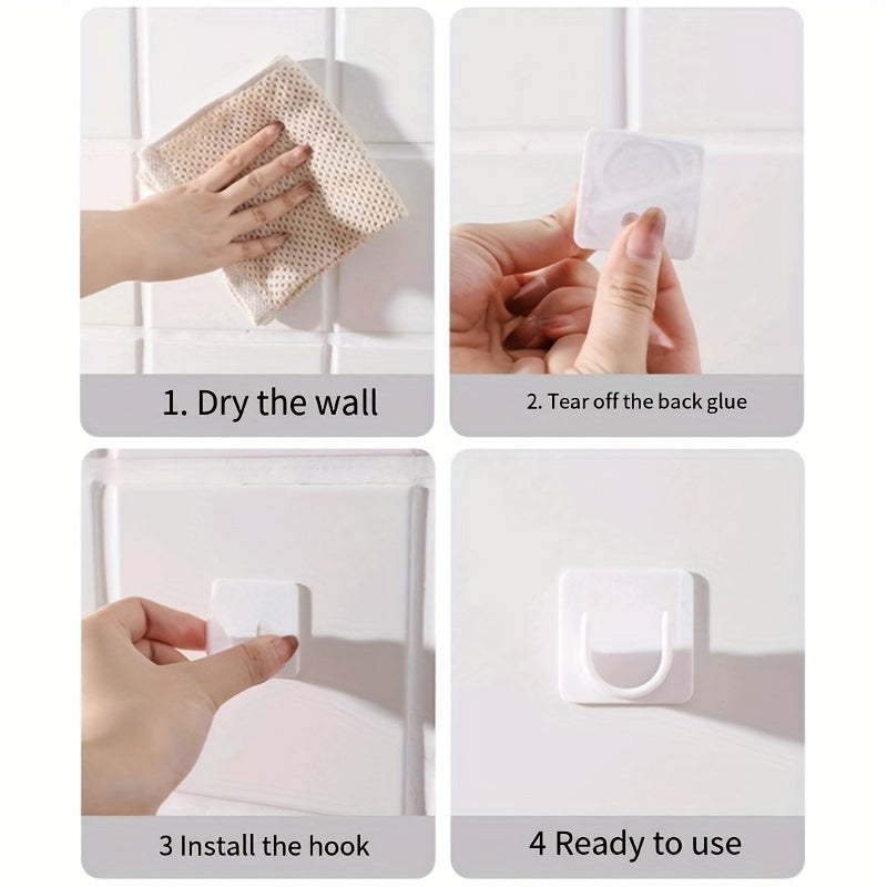 2-piece set of punch-free wall hooks for door decoration and key storage with strong adhesive load-bearing capabilities. Ideal for use in bathrooms, living rooms, and throughout the household for a variety of purposes.