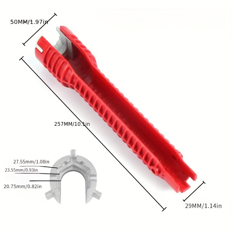 Sink wrench for home plumbing repairs and installations, with non-slip grip and durable plastic, can be used on faucets, basins, and valves.