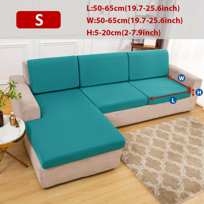 Stretch sofa seat cover to protect living room cushion.