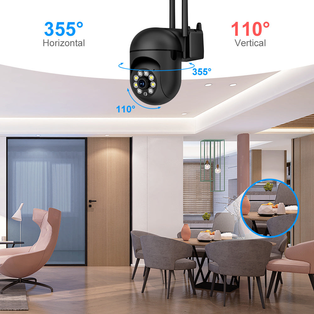 Get the ultimate security with the 4-Pack of WJG Wireless HD Security Cameras. These cameras feature 1080p Smart Surveillance with Audio, Motion Tracking, Two-Way Audio, Wi-Fi connectivity, and can be used indoors or outdoors. With 360° PTZ capabilities