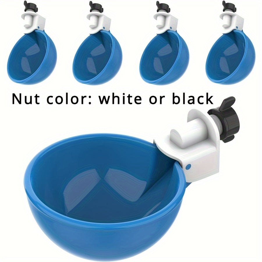 Large blue automatic chicken waterer kit for ducks, geese, turkeys, and rabbits. Effortless flow design, weatherproof plastic, and leak-proof lid.