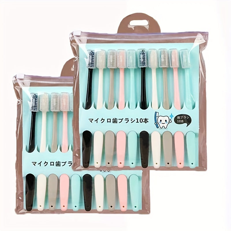 10 Ultra-Soft Fine Bristle Adult Toothbrushes for Home Use.