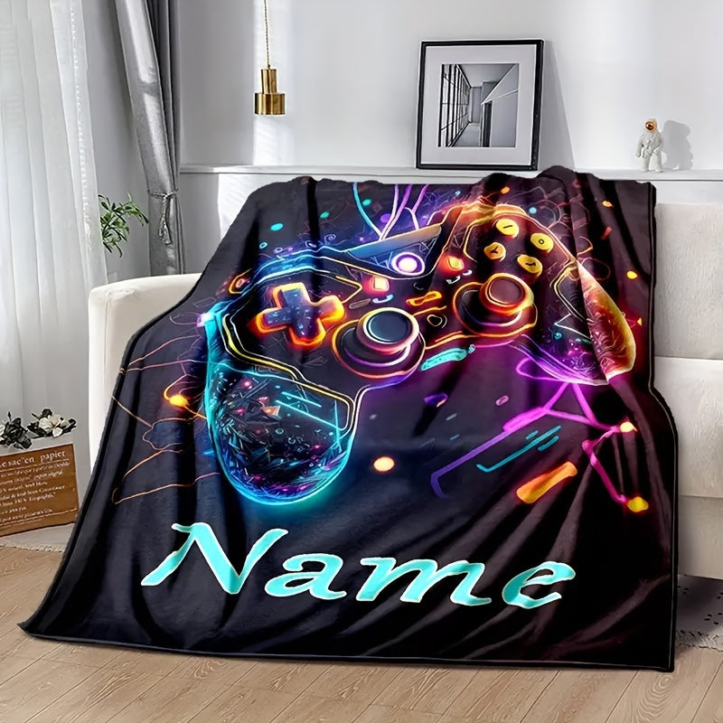 This personalized Custom Gaming Controller Print Blanket is perfect for staying cozy and warm in various settings such as your couch, bed, while traveling, camping, in the living room, or at the office. It is machine washable for easy care and provides