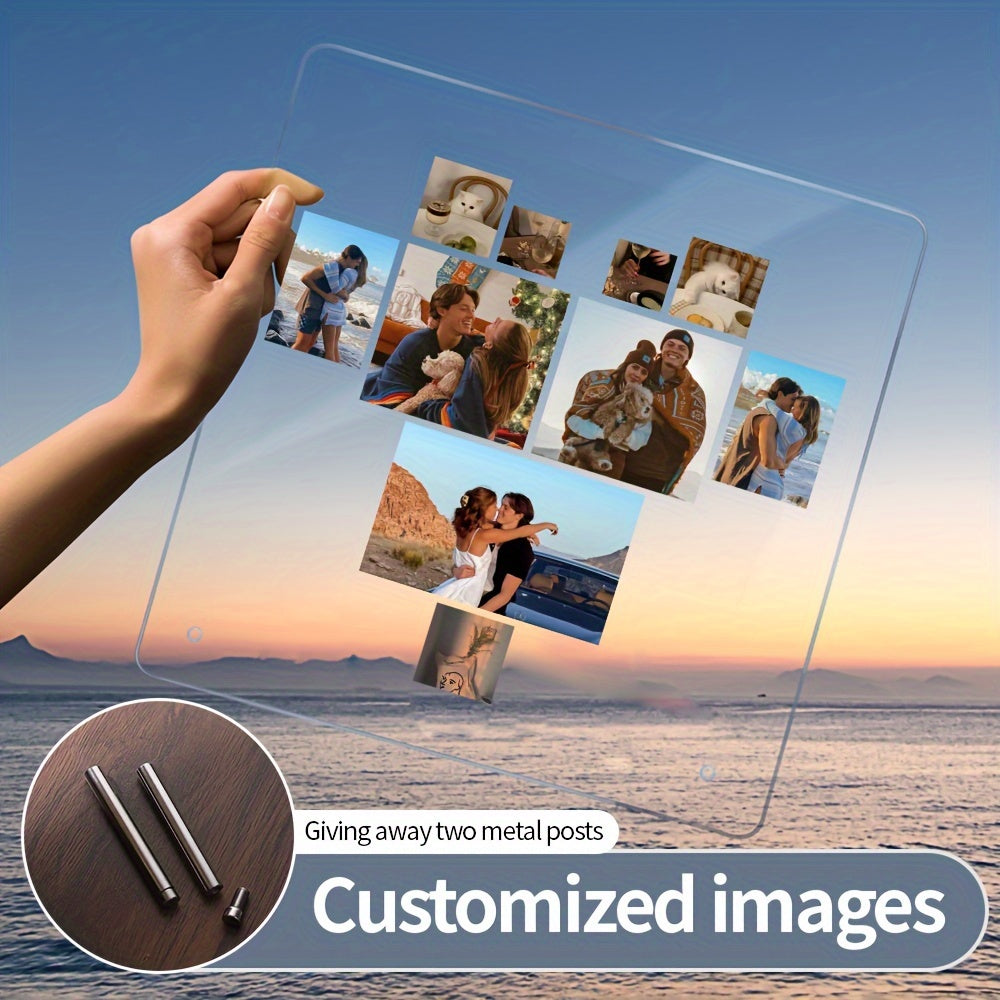 Personalized Acrylic Photo Frame: Create Your Own Love-filled Decor for Christmas and Valentine's Day, Ideal for Couples and Pet Memorial Keepsakes, Versatile Desk and Wall Display Option