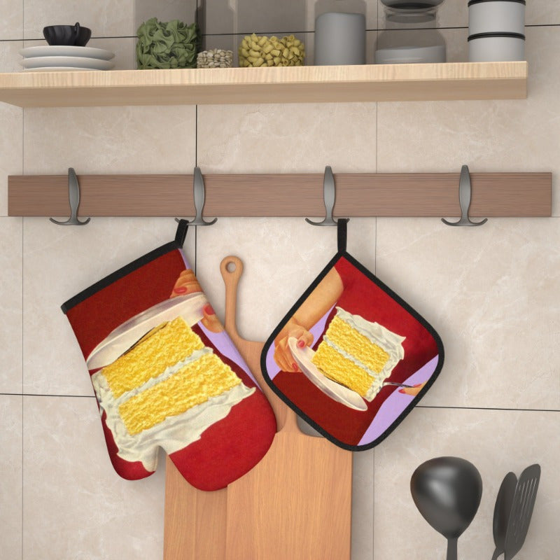 Heat Resistant Oven Mitts and Potholders Set - Perfect for Afternoon Tea, Dessert Cakes, and Kitchen Decor - Ideal for Cooking, Grilling, Baking, and as a Holiday Gift - Size: 26.92 x 17.02 cm - Includes 2 pieces