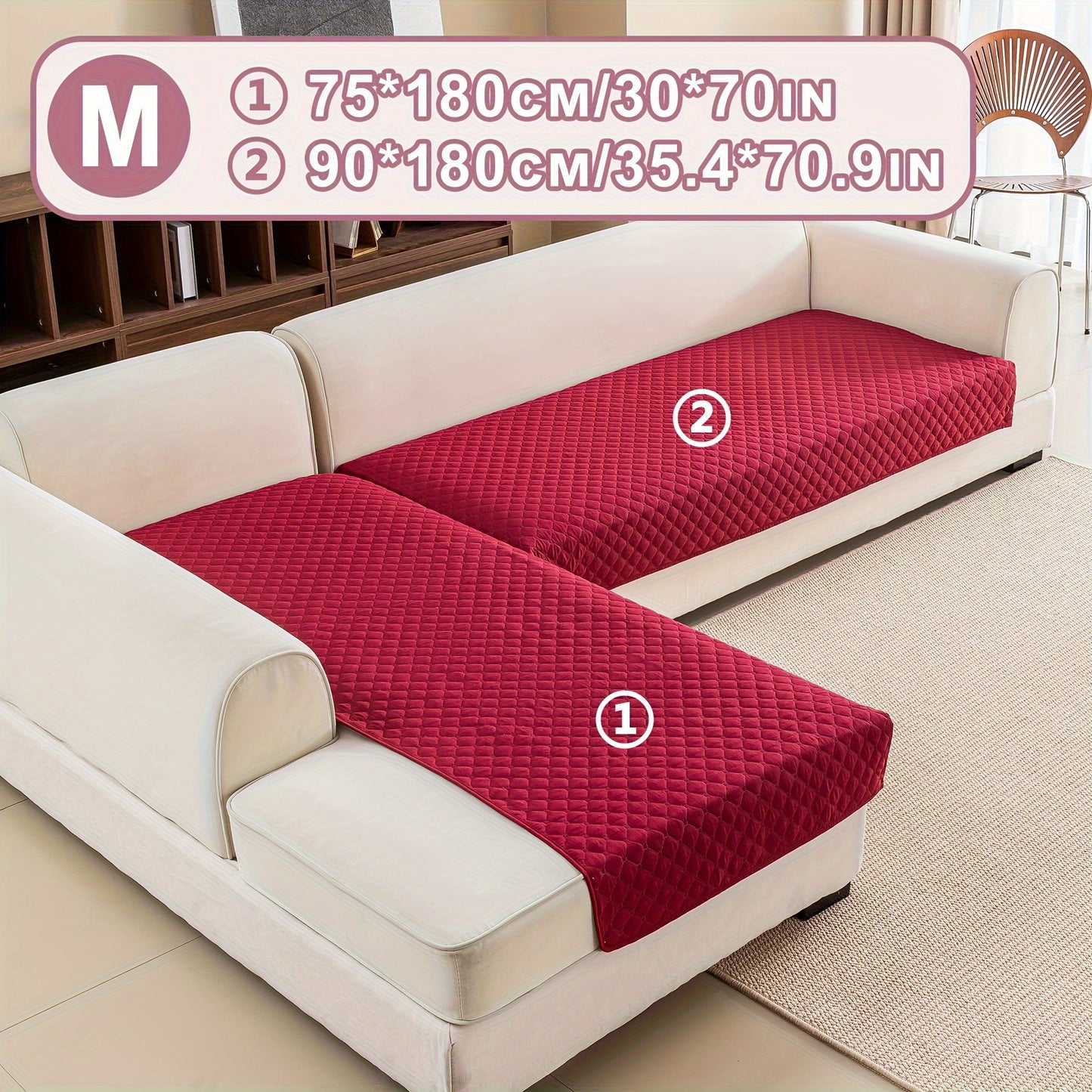 2 durable L-shaped sofa protectors for both left and right sofas, machine washable.