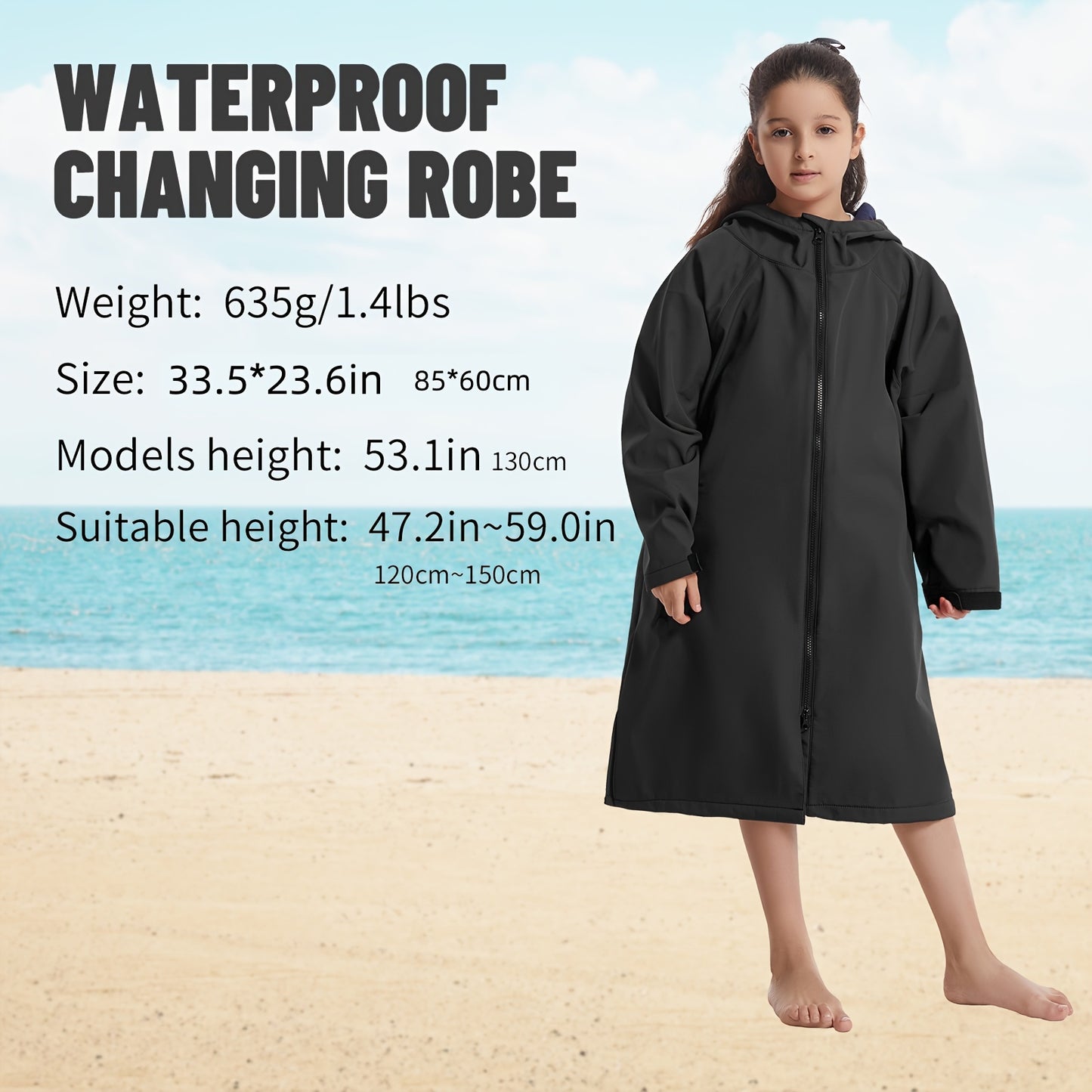 Contemporary Waterproof Changing Robe with Fleece Lining, Hood, Space Theme, 240gsm, for Home and Outdoors, Windproof and Warm.