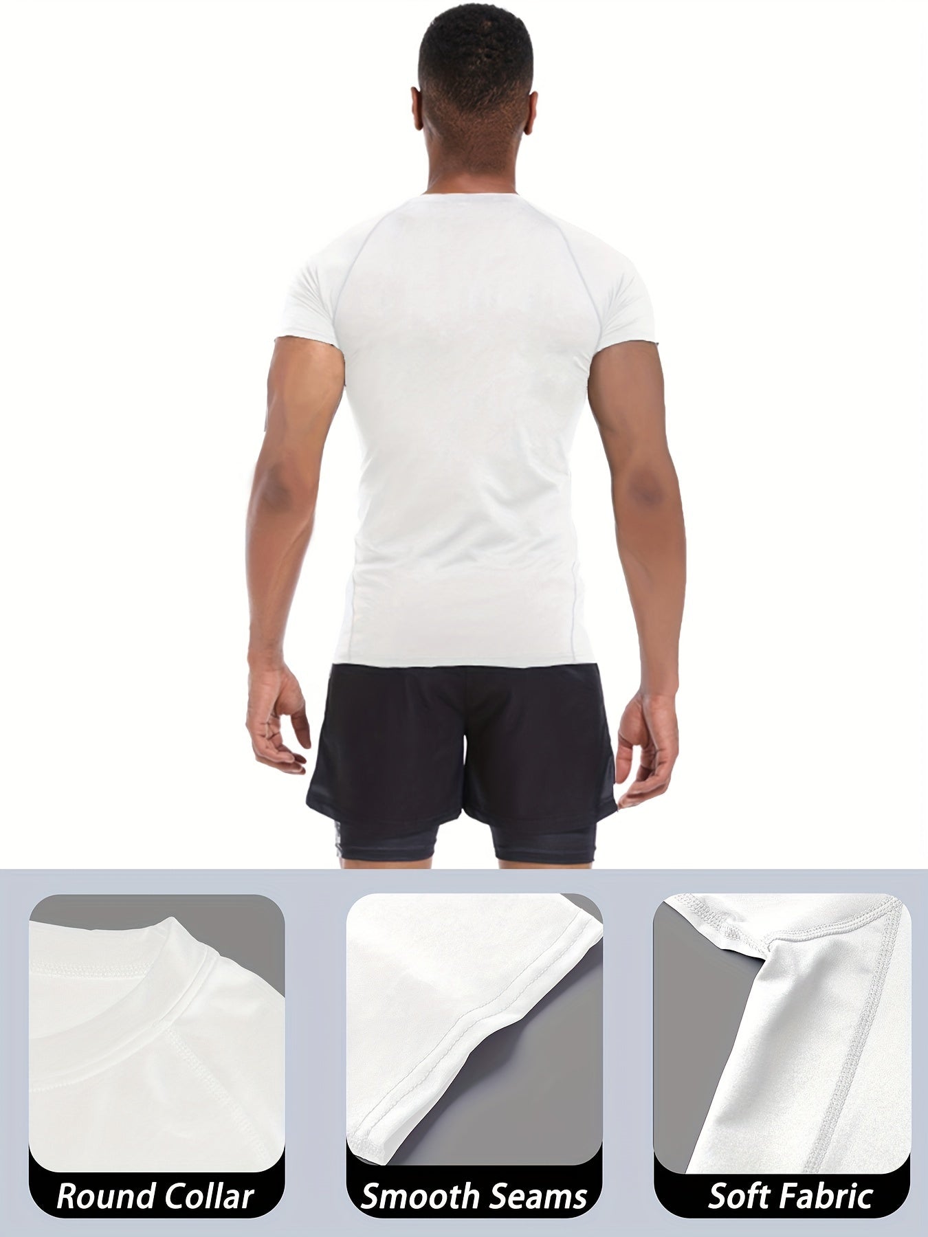 Men's athletic set with high-stretch tee and thorns print, paired with double-layer shorts for gym, running, and fitness.