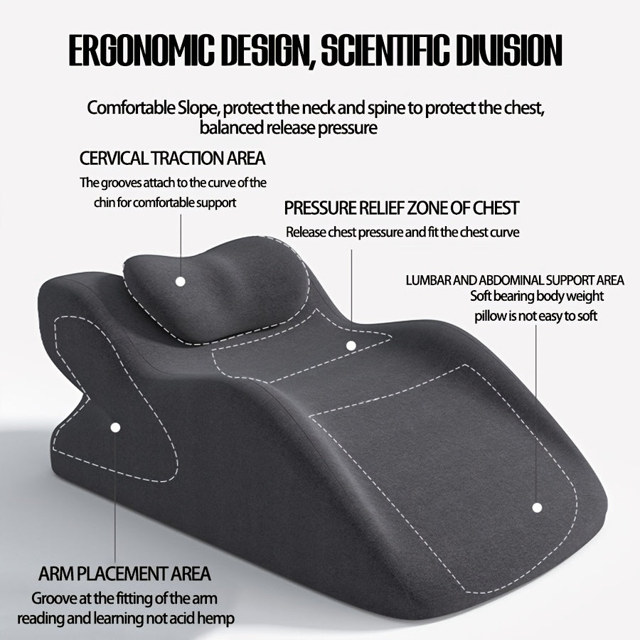 1pc Ergonomic Bed Pillow with Washable Polyester Cover for Back, Neck and Face Massage in Dark Gray