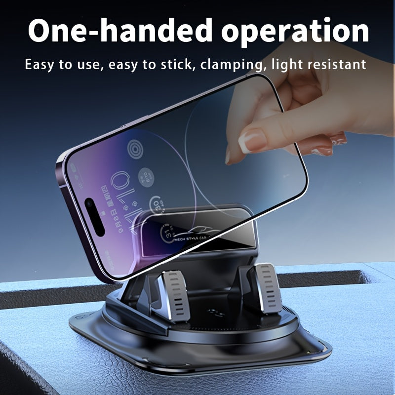 LCARS 360° Rotatable Car Phone Mount made of ABS material with silicone non-slip pad for use in cars, offices, and home.