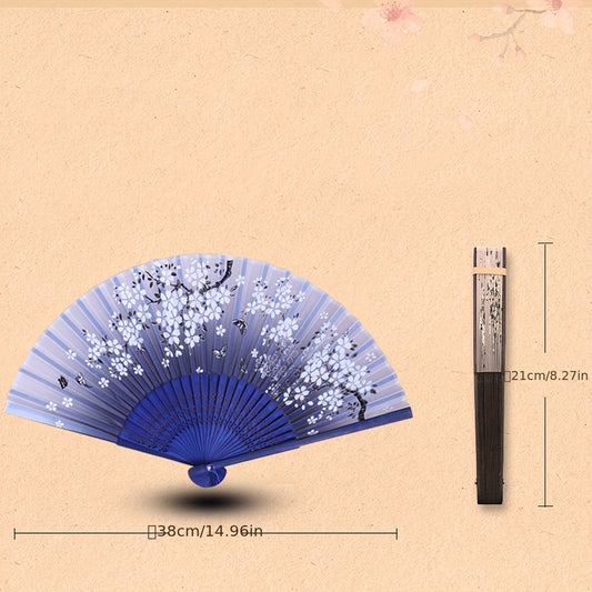 Set of 2 Traditional Chinese Hand Fans in Random Colors, Vintage Foldable Fans, Classic Hanfu Dance Props, Portable Fans for Summer Cooling