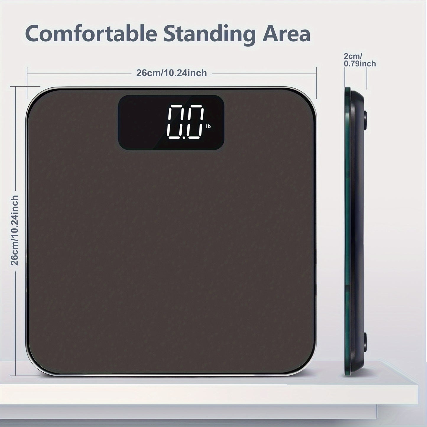 Digital bathroom scale measures body weight accurately up to 181.44 KG. KG/lb unit. Battery not included.