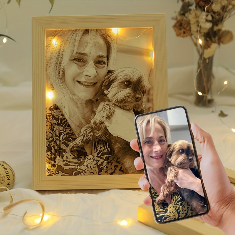 Custom Engraved Wooden Photo Frame - Personalized Picture Holder for Cherished Memories, Ideal Present for Birthdays, Anniversaries, Weddings & Valentine's Day