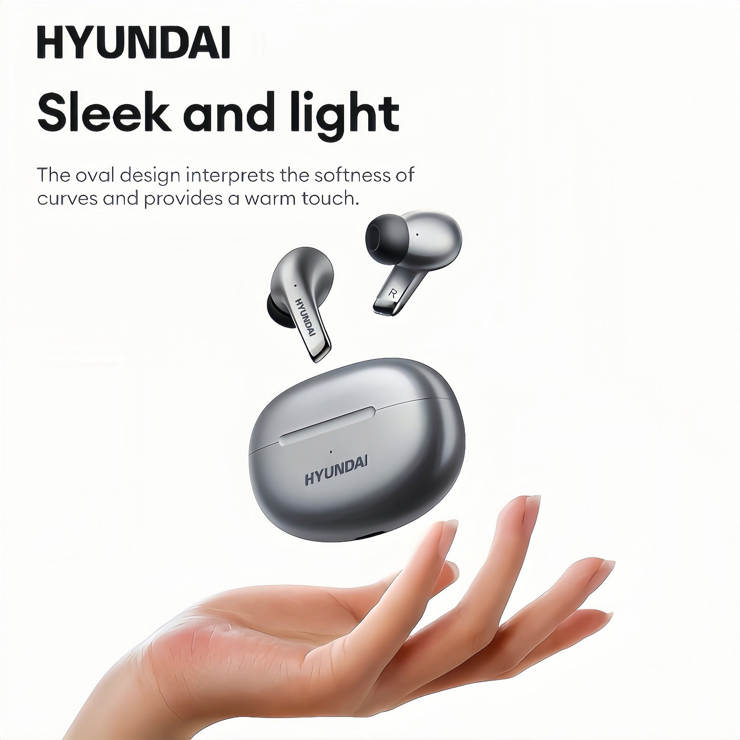 HYUNDAI LP5 Wireless In-Ear Headphones with Ambient Sound, Noise Reduction, Touch Controls, Type-C Charging, Perfect for Travel.