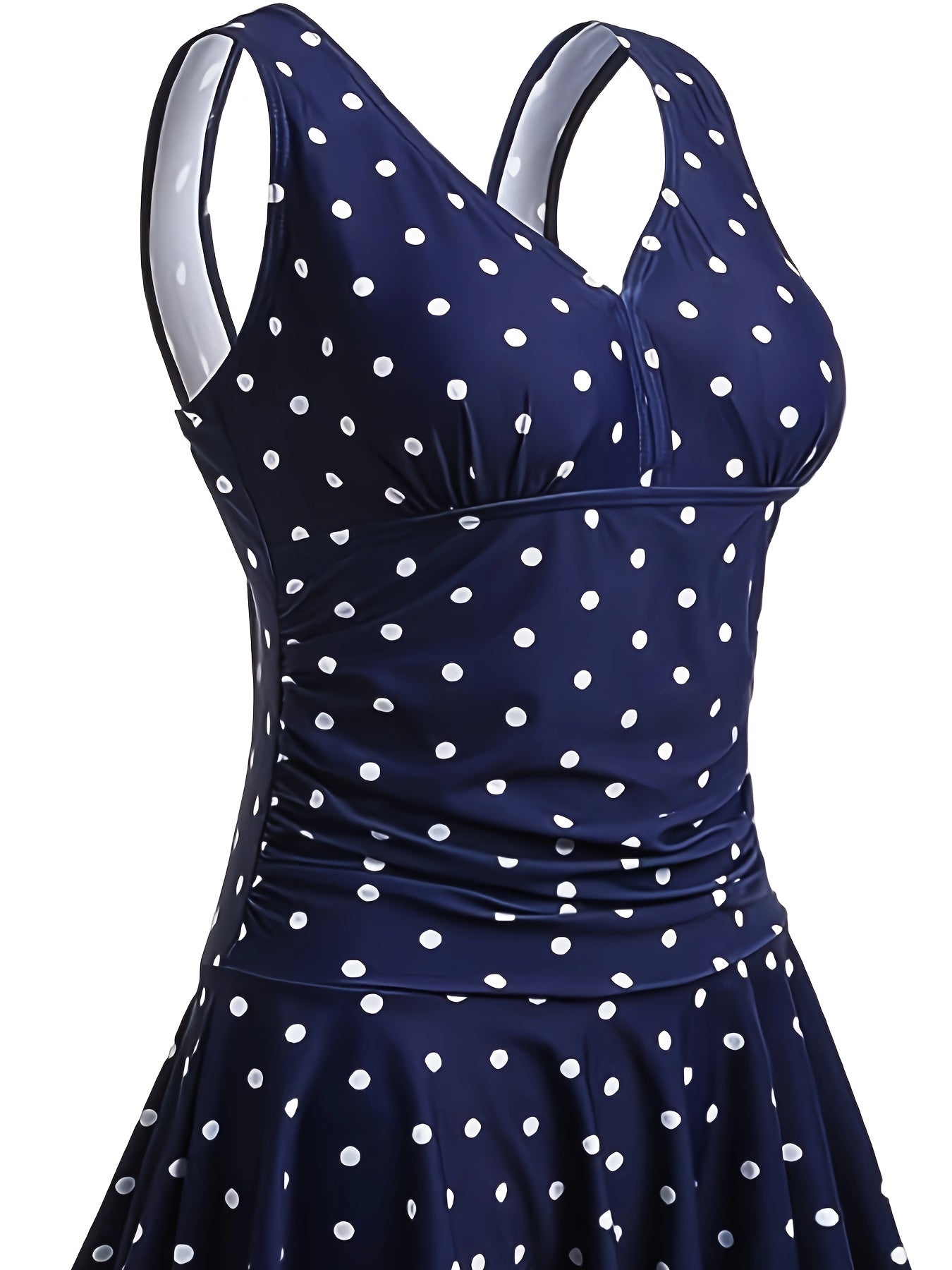 Polka Dot V Neck Swimsuit with Tummy Control