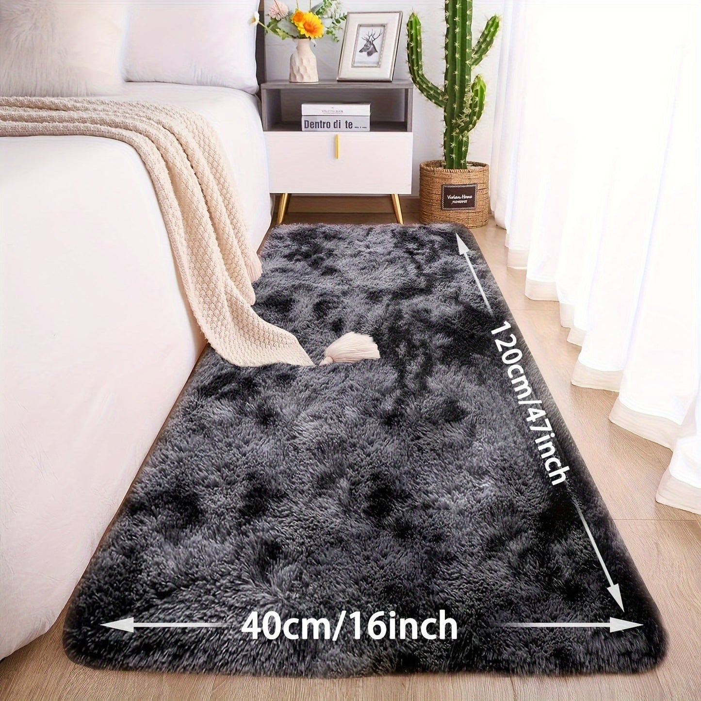 Indulgent Plush Tie-Dye Indoor Rug - Non-Slip, Stain-Resistant, and Machine Washable Polyester Fiber Mat for Living Room or Bedroom - Luxurious High Pile and Rectangle Shape, Perfect for Home Decor and Festive Occasions