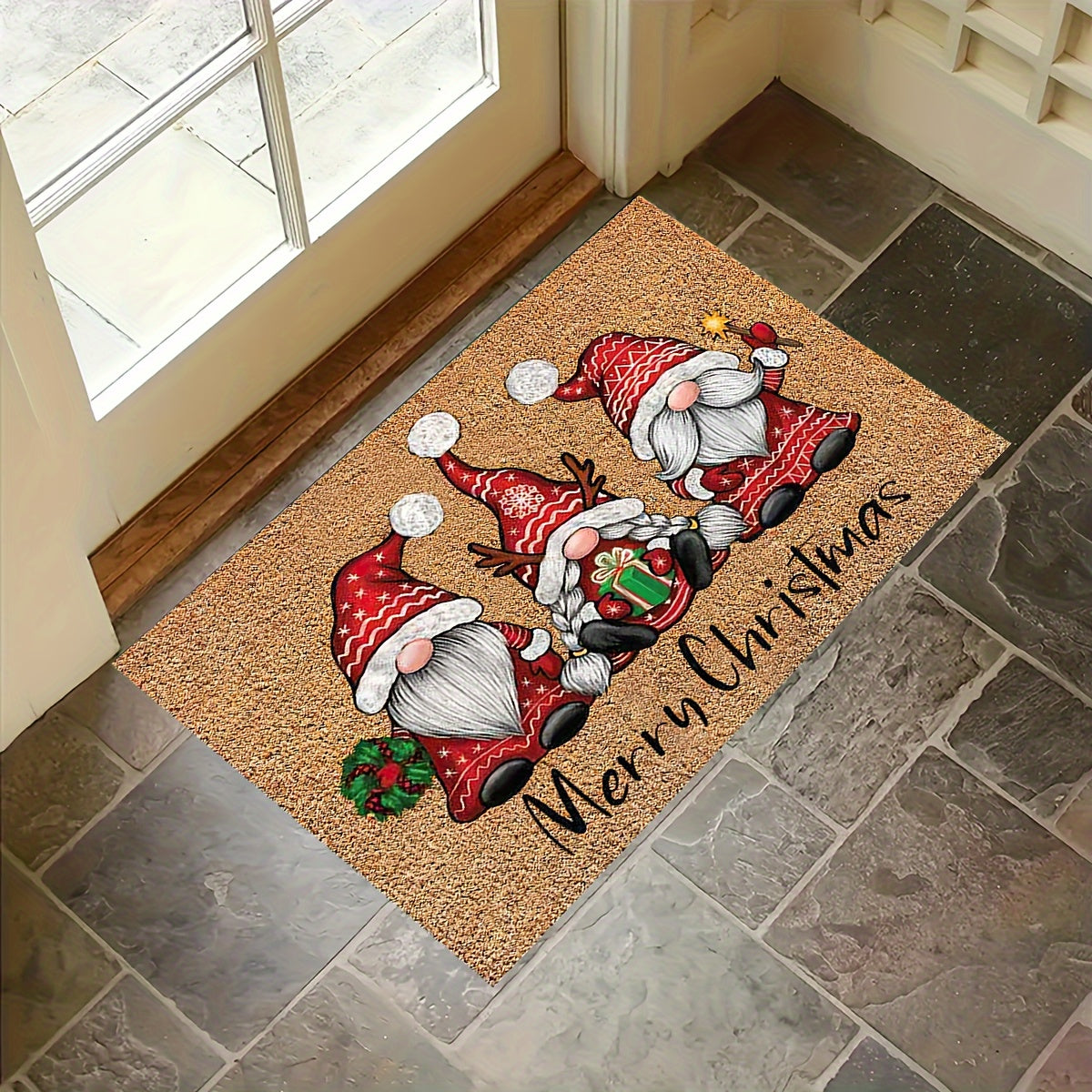 1 piece of Christmas-themed Santa Claus Crystal Velvet Floor Mat perfect for use in the living room, bedroom, kitchen, courtyard, or as an outdoor door mat. Weighing 180-300g.